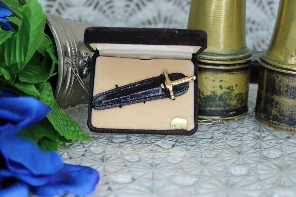 Vintage Foster Goldtone Sword Toothpick with box and sleeve